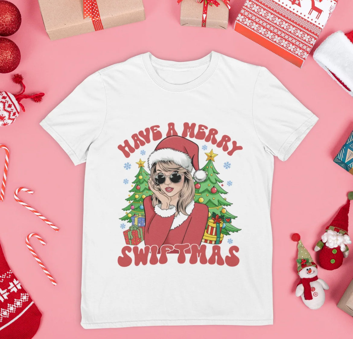 Orei Merry Swiftmas Christmas T-Shirt Matching Family Outfits | Custom Name Gift | Holiday / Festive Party