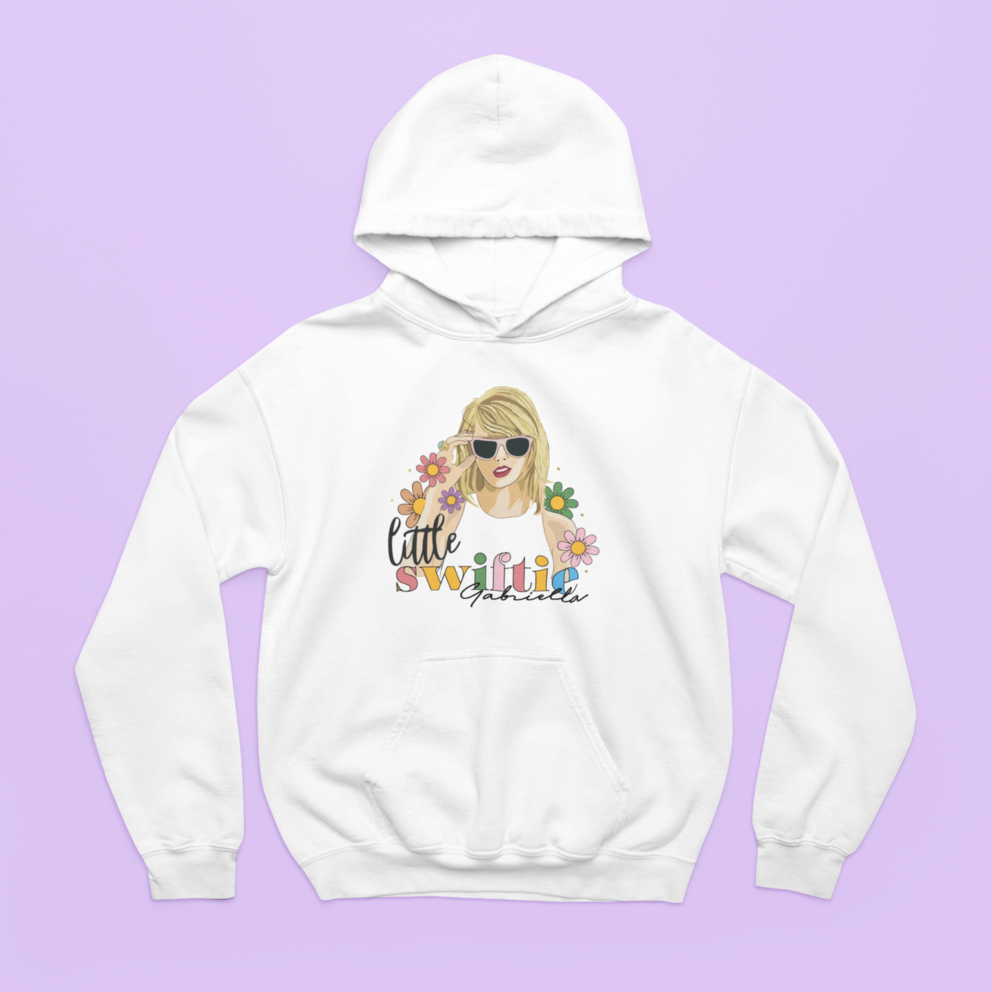 Personalised Little Swiftie Eras Tour Hoodie Rainbow