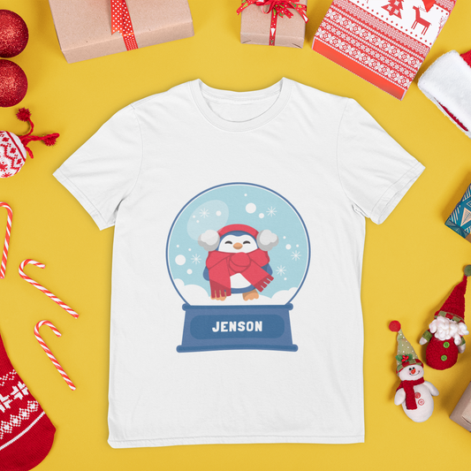 Personalised Christmas Penguin Cute T Shirt Boys Girls Gift