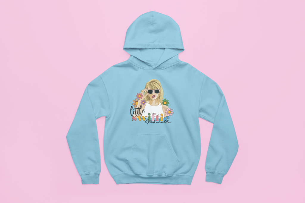 Personalised Little Swiftie Hoodie Rainbow