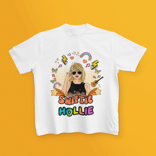 Personalised Little Swiftie T Shirt Rainbow