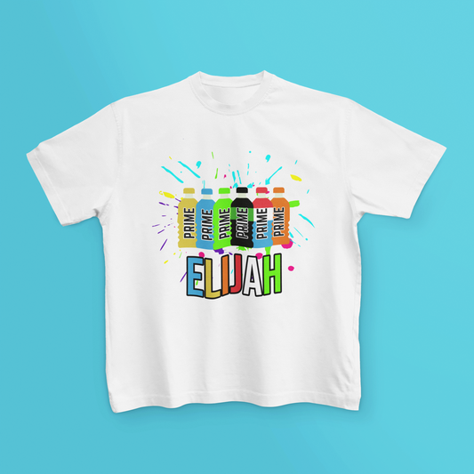 Personalised Prime Drink T Shirt Rainbow Kids Unisex