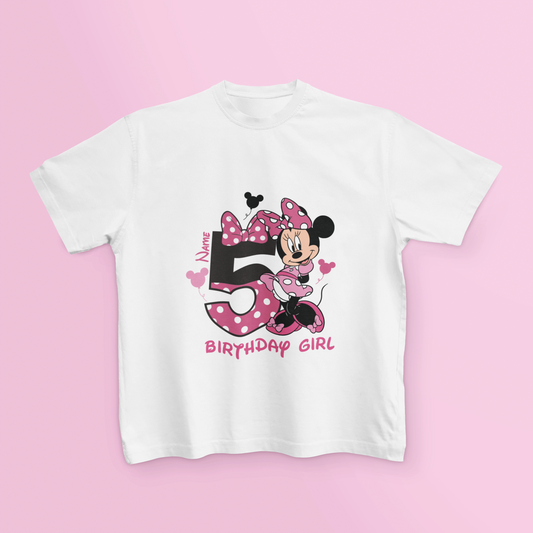 Personalised Mouse Birthday T Shirt Minnie Ages 1-6 Years