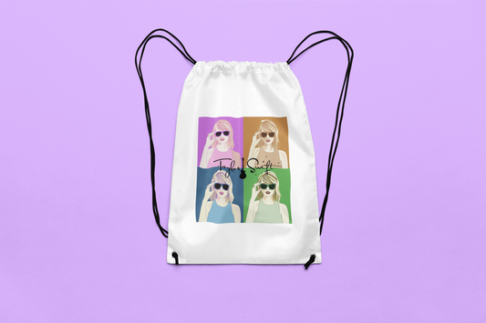 Personalised Kids Taylor Swift School Drawstring Sports Bag Gift